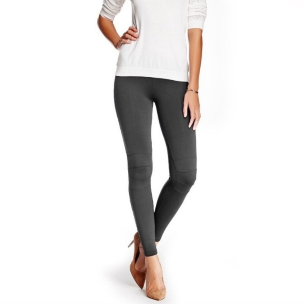 David Lerner Gray Moto Knee Cuffed Ankle Leggings